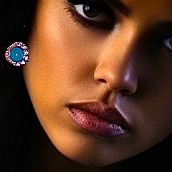 Sexy Chalcedony Earrings in Blue-Green Color SS & CZ Beautiful Women Collection - Picture 1 of 16